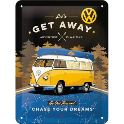 Schild VW Bulli Let's get away