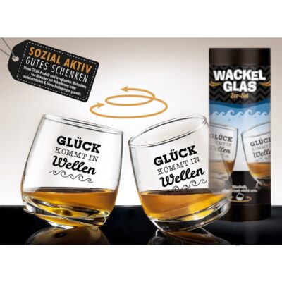 2er-Set Glas Wackelglas Glück Wellen