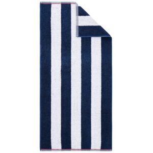 Handtuch Stripes Navy Dyckhoff freigestellt mit abgeknickter Handtuchecke