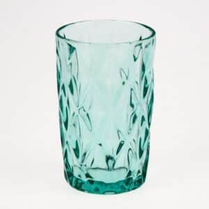 Longdrink Glas mit Rautenmuster in der Farbe türkis, 300 ml