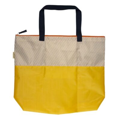 Maxi-Bag mit zwei dicken stylischen Streifen in gelb und natur mit bequemen Tragegriffen der Marke Artbene
