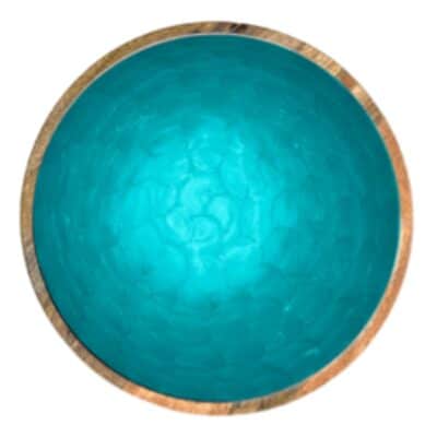 Schale mit 18 cm Durchmesser aus Mangoholz in der Farbe Petrol von der Marke byRoom