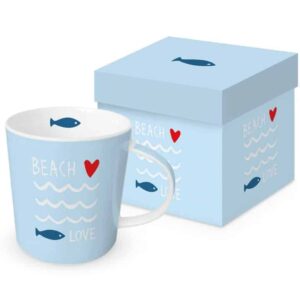 hellblaue Tasse Seaside Beachlove mit Fisch Motiv der Marke PPD