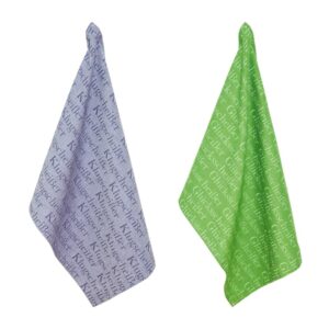 Geschirrtuch Notes 2er-Set mit einem grünen und einem grauen Geschirrtuch der Marke PAD mit frechen Statements