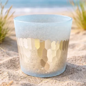 Windlicht mattiertes Glas / Gold für sanftes Licht