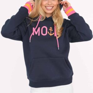 Zwillingsherz Hoodie "Moin Rahel" Navy Vorderansicht