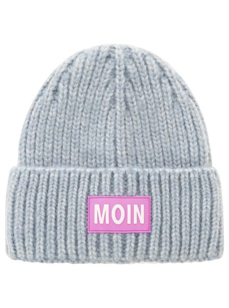 Umschlagmütze Grobstrick "Moin" Ansicht vorne