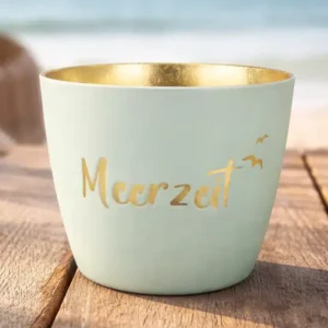 Windlicht Meerzeit Helblau/Gold