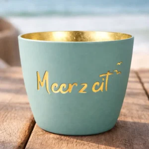 Windlicht Meerzeit Graublau/Gold