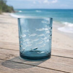 WINDLICHT FISCHE BLAU GLAS