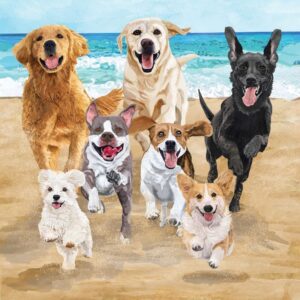 Hunde am Strand Servietten 33 x 33