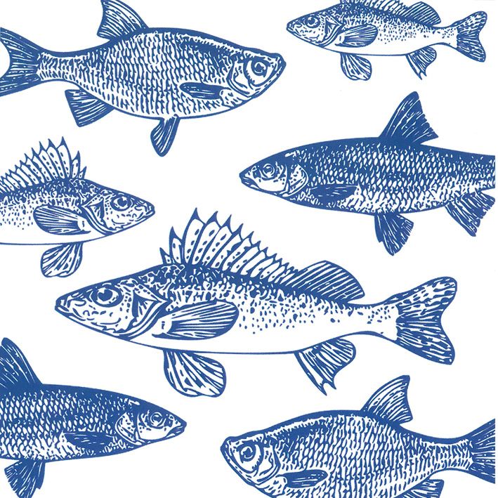 Graphic Fishes marine Servietten 33x33cm