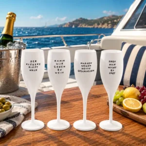 Glas mit Druck 4 Motive CHEERS No. 1 SPRUCHREIF 4er-Set