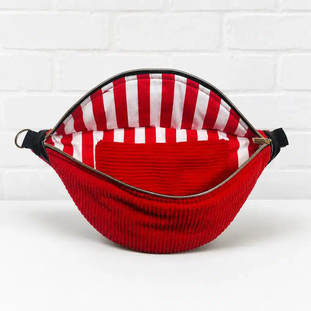 Crossbody Bauchtasche L Cord Rot Innen